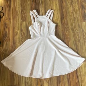 Baby pink skater dress high neck
